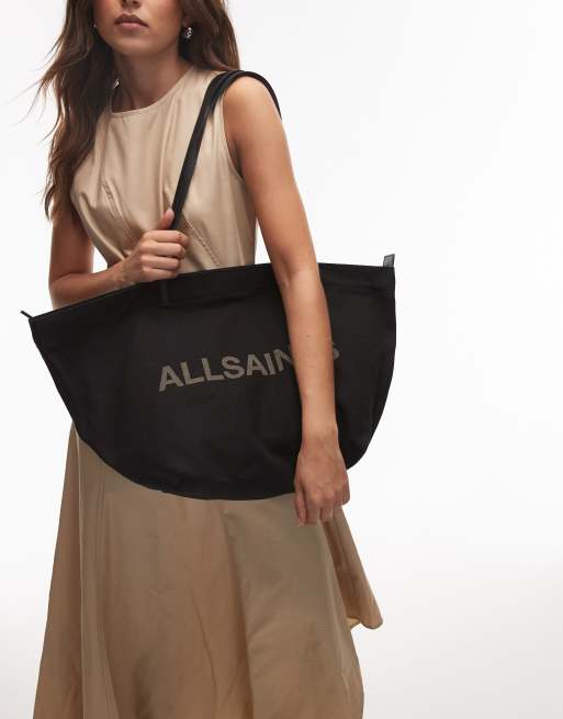 AllSaints Serafina canvas tote in black | ASOS