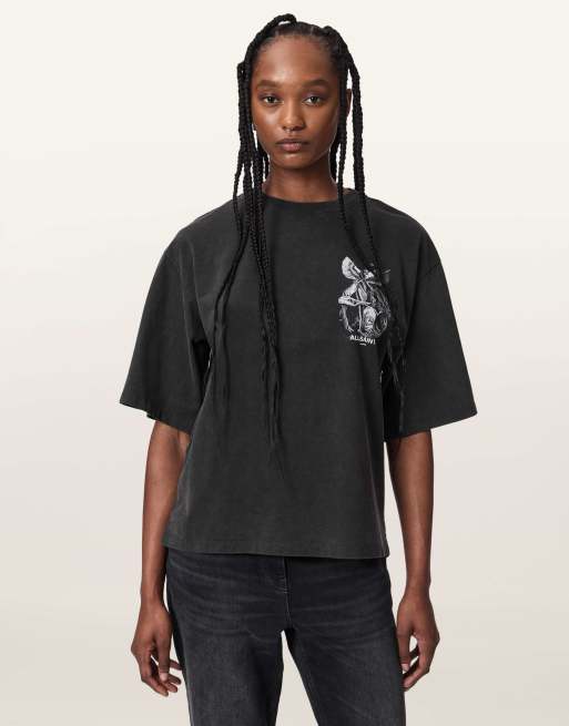AllSaints - Seraph Amelie - Camiseta negro lavado de manga corta, 3 de 6