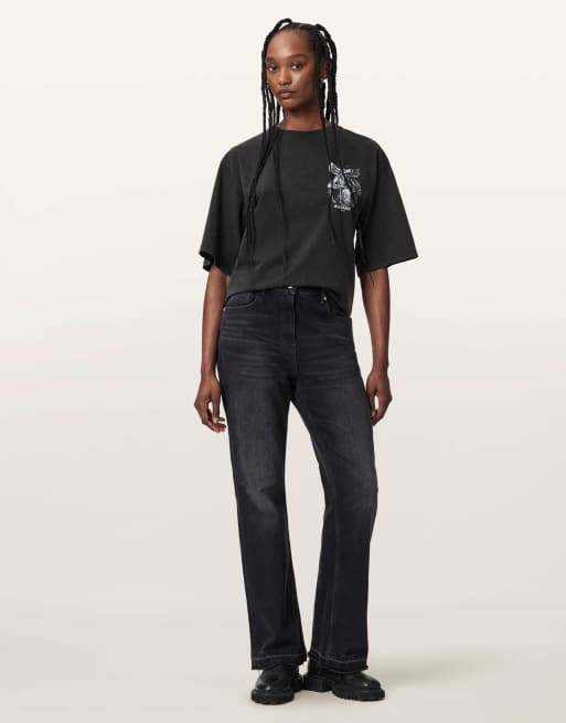 AllSaints - Seraph Amelie - Camiseta negro lavado de manga corta, 4 de 6
