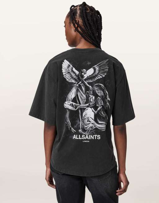 AllSaints - Seraph Amelie - Camiseta negro lavado de manga corta, 5 de 6