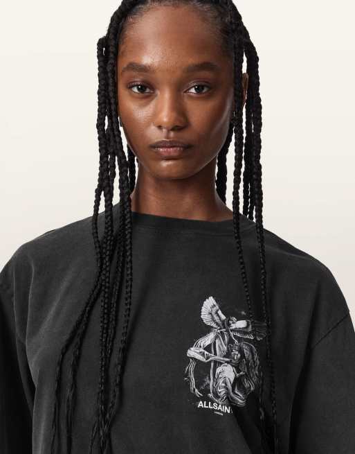 AllSaints - Seraph Amelie - Camiseta negro lavado de manga corta, 6 de 6