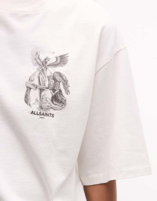 AllSaints Seraph Amelie t-shirt à manches courtes avec logo graphique et imprimé au dos en blanc, 4 de 4