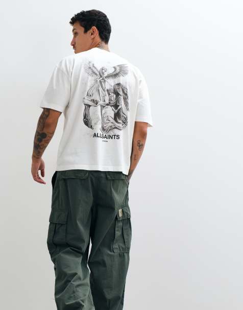 AllSaints Seraph t-shirt med korta ärmar och grafisk logga med tryck bak i vitt - view 1