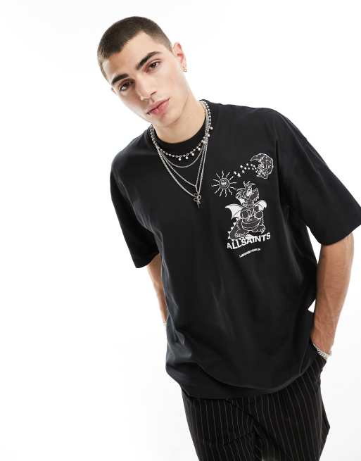 T-shirt Homme AllSaints Noir – Col Rond – Manches Courtes – Taille M