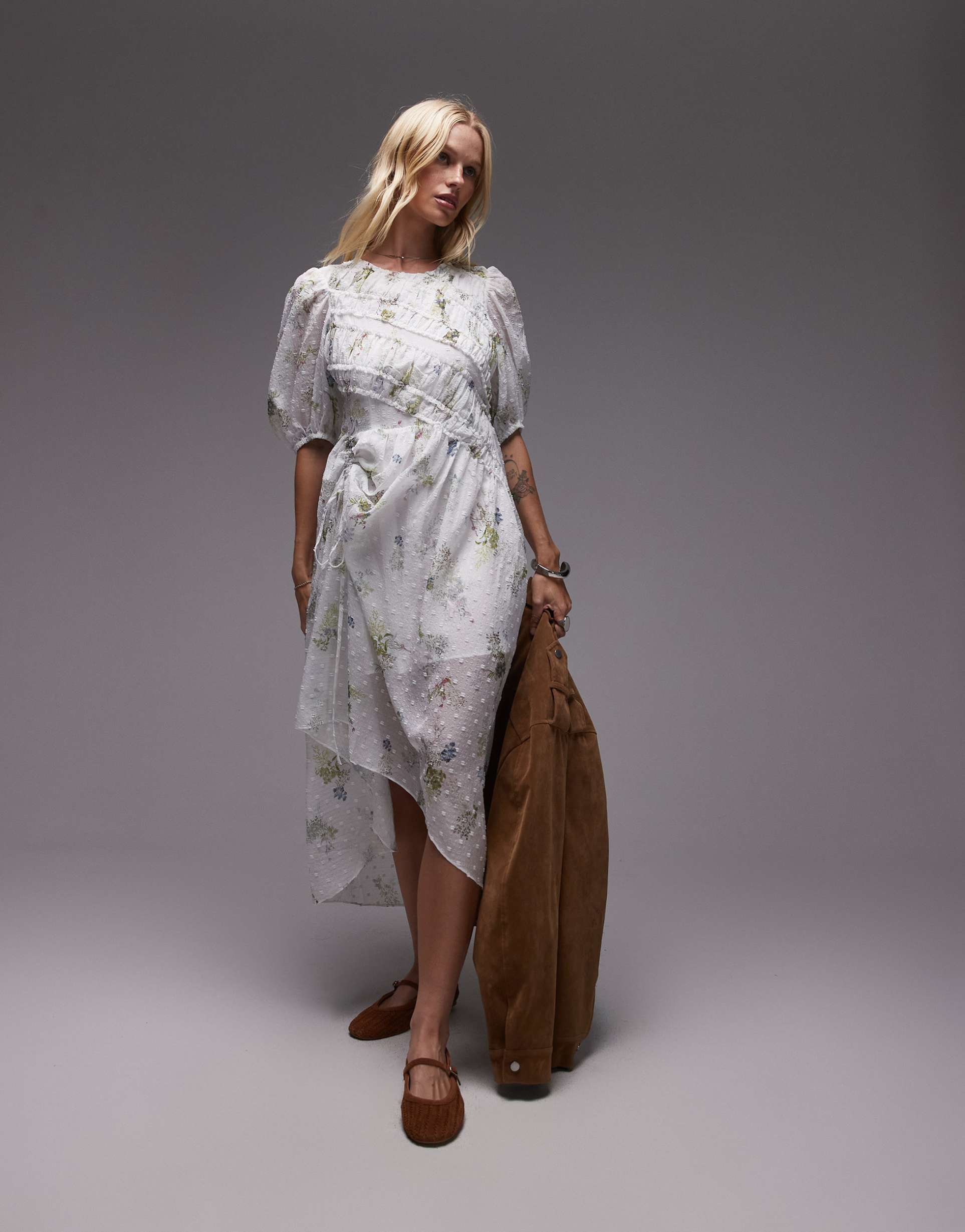 allsaints serene dress in lace ecru/white