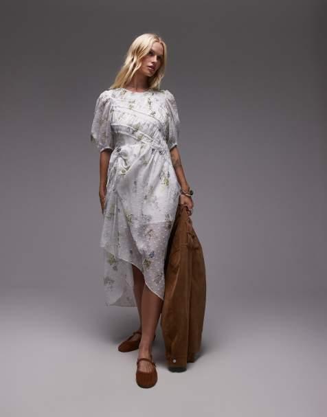 Allsaints serene dress in laci ecru white