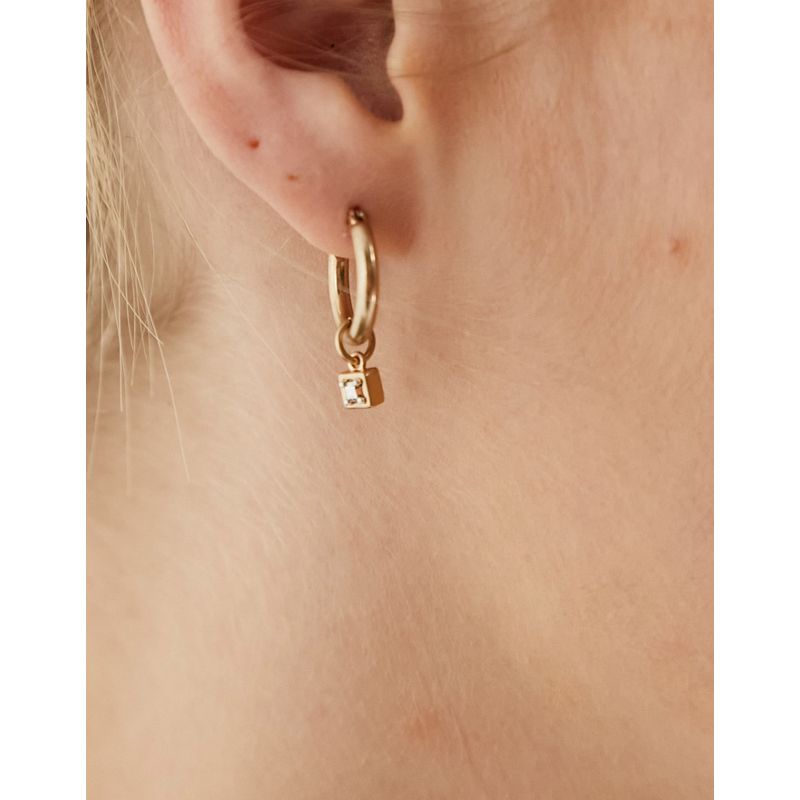  Donna AllSaints - Set di orecchini a cerchio con pendente con croce in ottone