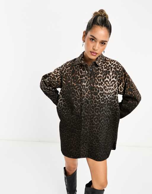 AllSaints - Shacket mini jurk met luipaardprint, 4 van 4