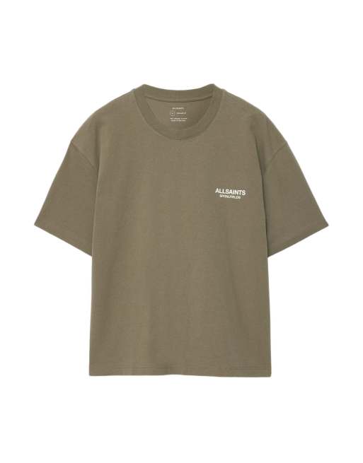AllSaints Shadow Kurzarm-Rundhals in verwaschenem Khaki, 5 von 6