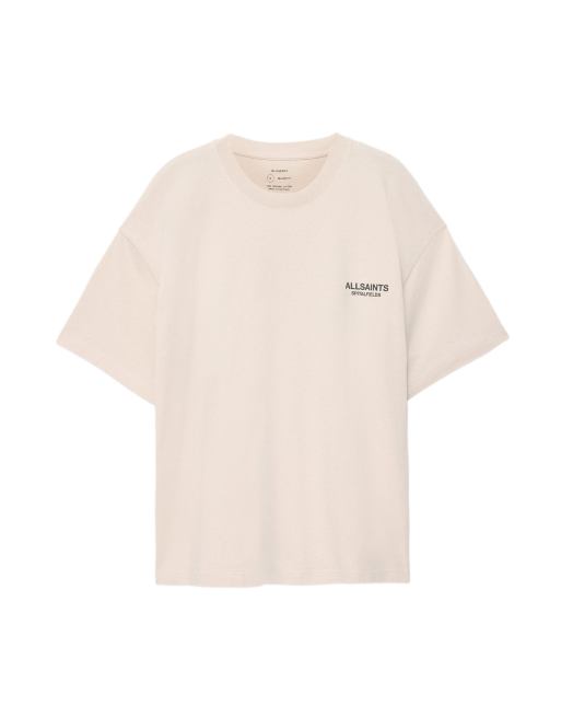 AllSaints Shadow Kurzarmshirt mit Rundhalsausschnitt in Taupeweiß, 2 von 6