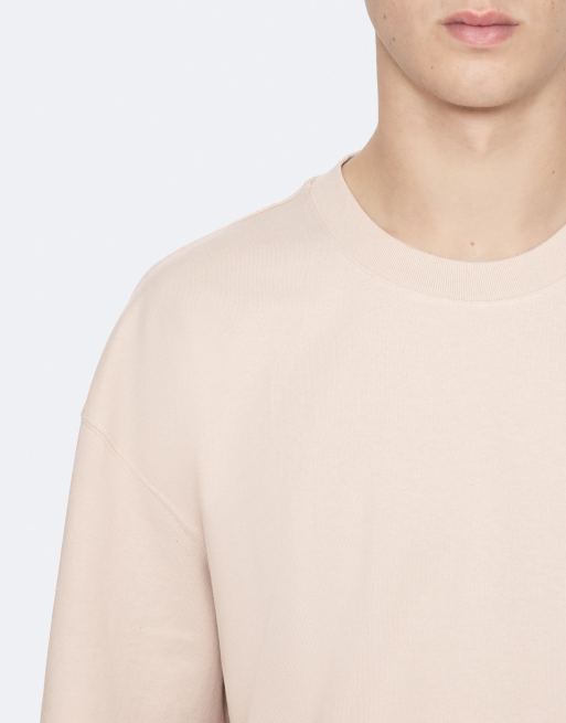 AllSaints Shadow Kurzarmshirt mit Rundhalsausschnitt in Taupeweiß, 5 von 6