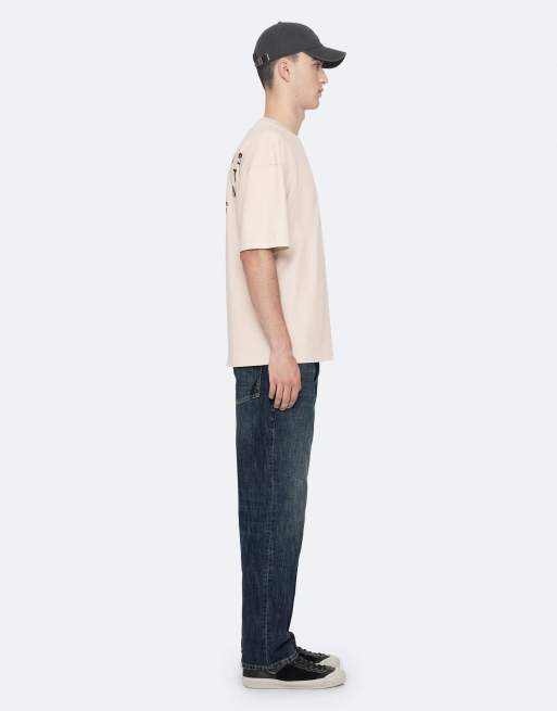 AllSaints Shadow Kurzarmshirt mit Rundhalsausschnitt in Taupeweiß, 6 von 6