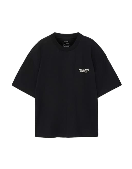 AllSaints Shadow Kurzarmshirt mit Rundhalsausschnitt in verwaschenem Schwarz, 2 von 6