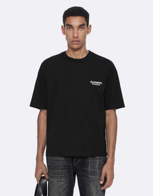 AllSaints Shadow Kurzarmshirt mit Rundhalsausschnitt in verwaschenem Schwarz, 4 von 6