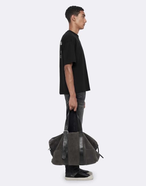 AllSaints Shadow Kurzarmshirt mit Rundhalsausschnitt in verwaschenem Schwarz, 6 von 6