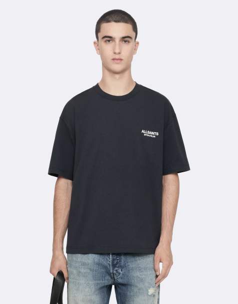 AllSaints Shadow t-shirt à manches courtes col rond bleu marine - view 1