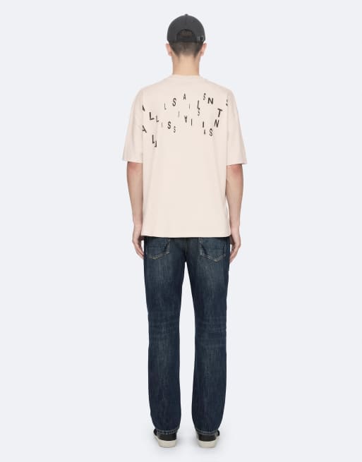 AllSaints Shadow T-shirt à manches courtes col rond en blanc taupe, 4 de 6