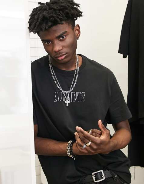 AllSaints shadow t-shirt in black - view 1