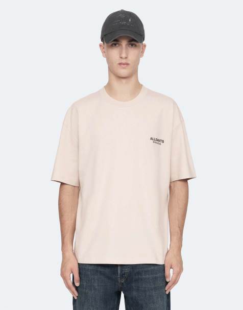AllSaints Shadow T-shirt met korte mouwen en ronde hals in taupewit - view 1