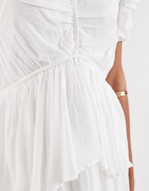 AllSaints - Shaela - Maxi jurk met ruches in wit, 3 van 4