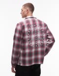 [AllSaints] AllSaints Shams graphic long sleeve check shirt in red XS Claret red