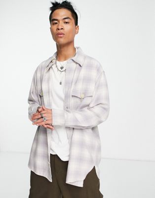 AllSaints Shasta checked shirt in lilac