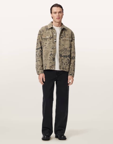 AllSaints – Sherb – Hemdjacke aus Canvas in Sandbraun - view 1