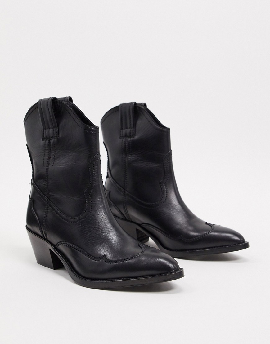 AllSaints - Shira - Leren western laarzen in zwart
