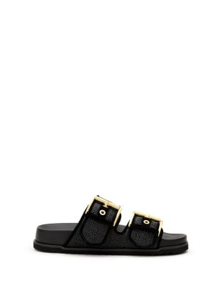 AllSaints - Sian - Bast-Sandalen in Schwarz