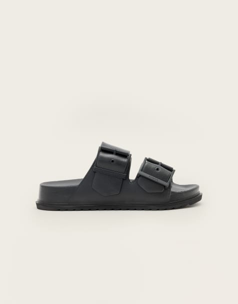 AllSaints Sian double strap sandals in black - view 1