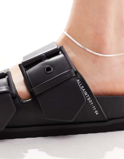 AllSaints Sian leather chunky sandals in black, 2 of 4