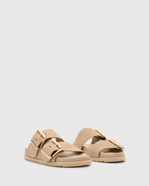 AllSaints Sian leather sandals in sand - view 1