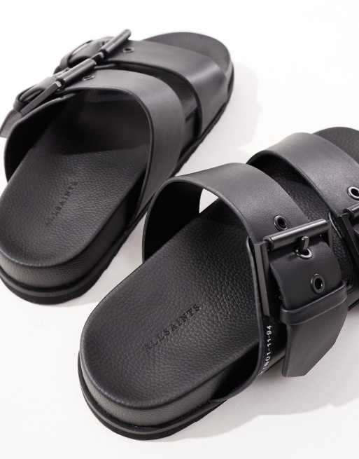 AllSaints - Sian - Leren sandalen met dikke zool in zwart, 3 van 4
