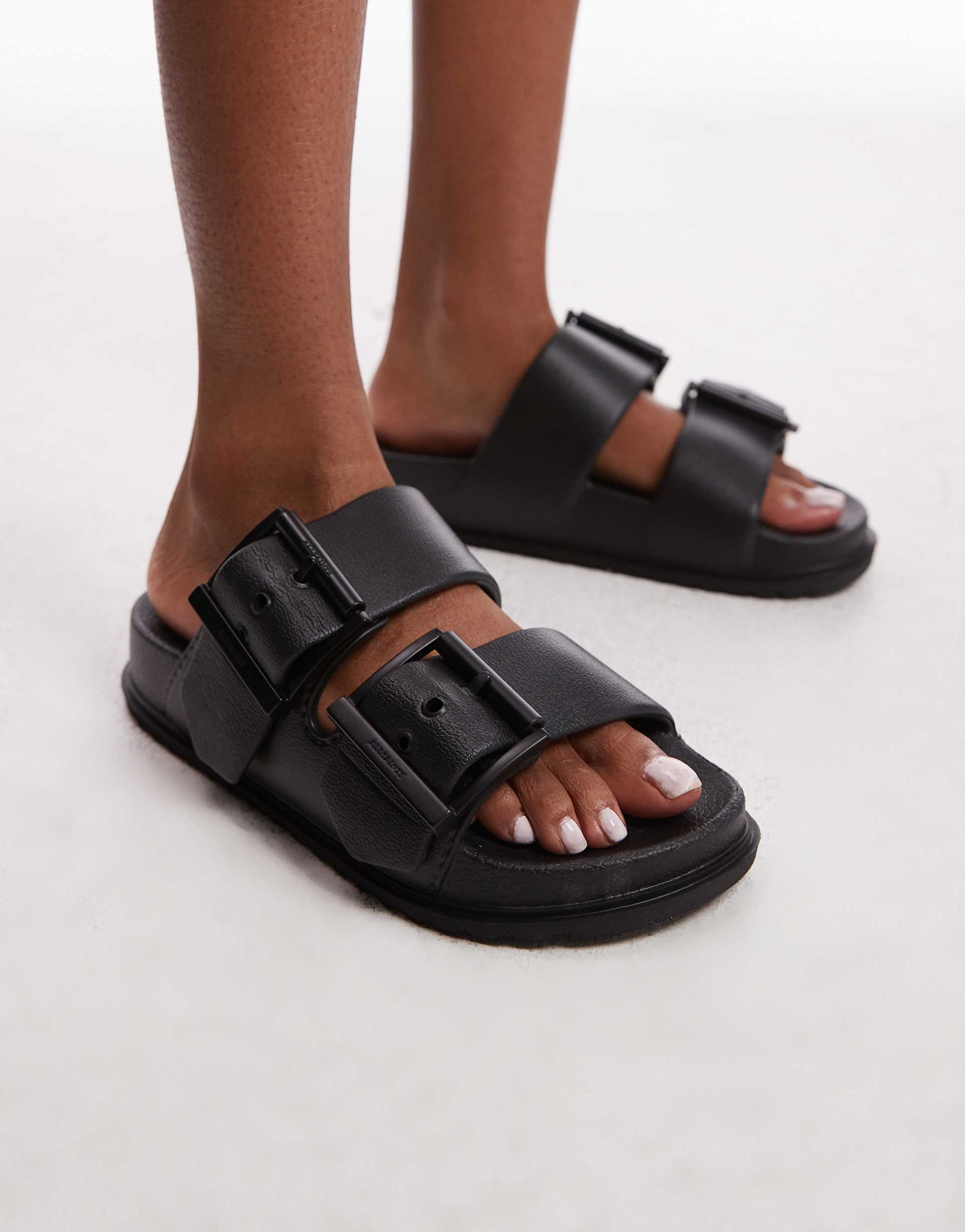 allsaints sian rubber sandals in black