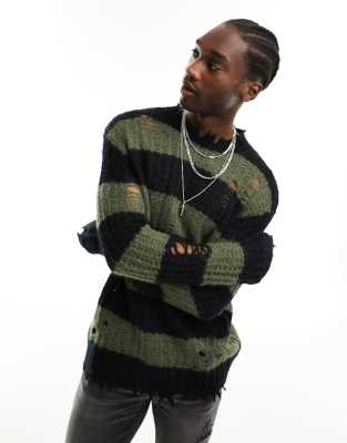 Black and hotsell green striped sweater