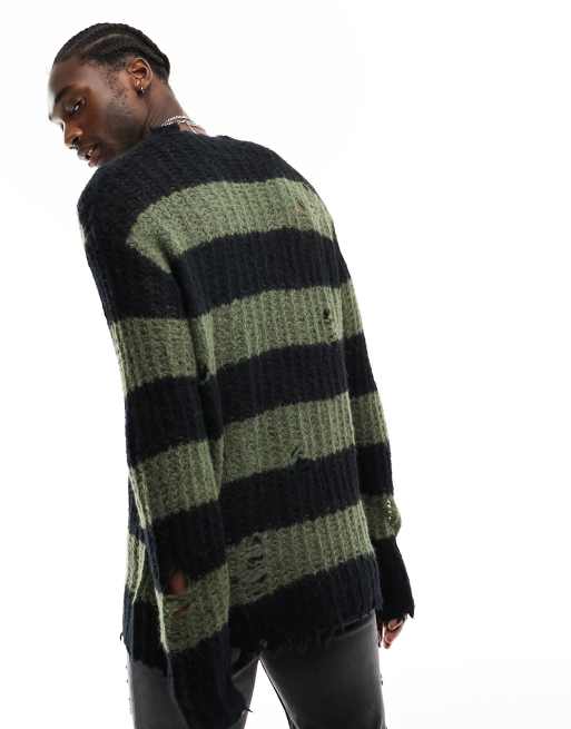 Green hotsell distressed sweater