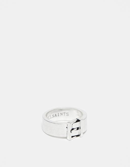 AllSaints – Silberfarbener Ring mit markantem Schnallendesign