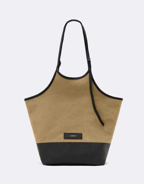 AllSaints - Siloh - Canvas overspill tote tas in zandbruin - view 1