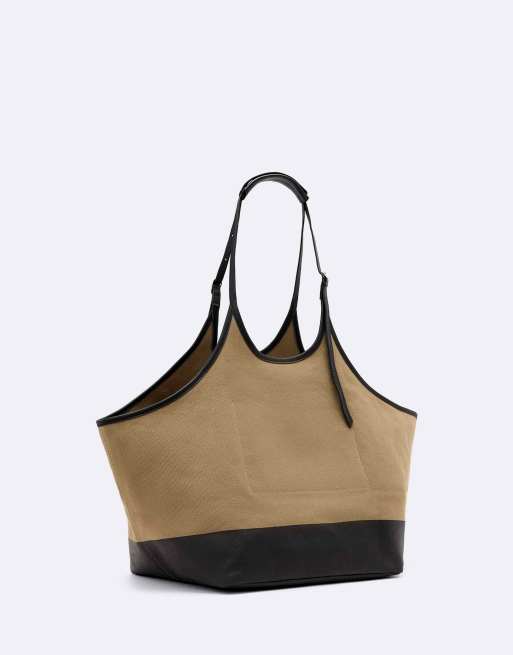 AllSaints Siloh cnvs e/w tote in zandbruin, 4 van 4