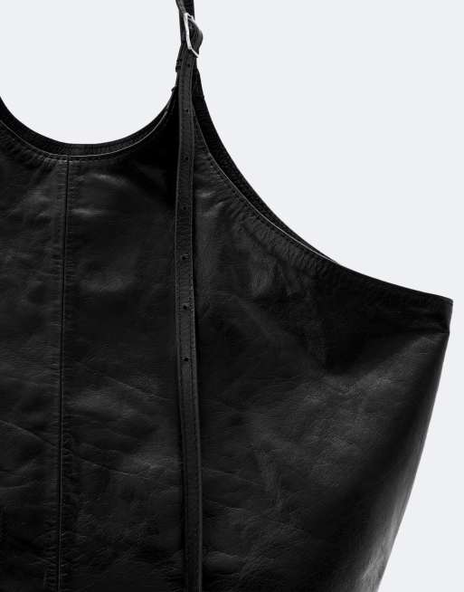 AllSaints Siloh leren tote tas in zwart, 3 van 4