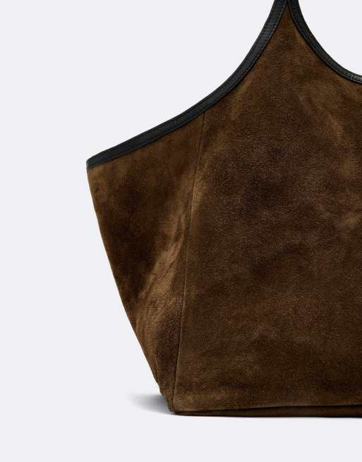 AllSaints Siloh Tote aus Wildleder in dunklem Khakigrün, 3 von 4