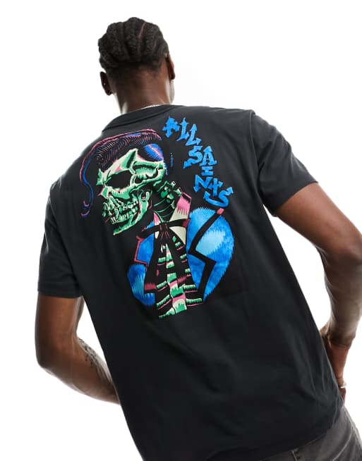 AllSaints - Skeddy - T-shirt ras de cou à manches courtes - Noir délavé