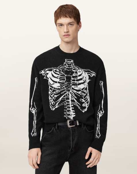 AllSaints – Skelli – Sweatshirt in Schwarz mit Rundhalsausschnitt - view 1