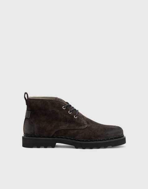 AllSaints - Skiff - Bottes mi-hautes en daim - Gris chaud - view 1