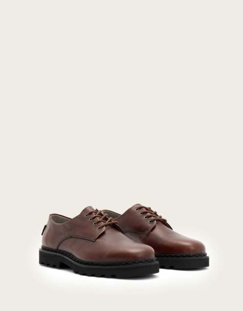 AllSaints – Skiff – Derby-Schuhe in Kastanienbraun - view 1