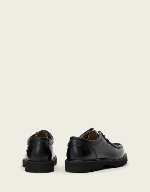 AllSaints Skiff förklädeskor med snörning i svart läder, 3 av 4