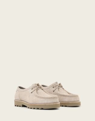 AllSaints Skiff lace up leather boat shoe in brown cow