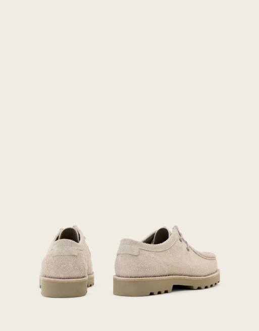AllSaints Skiff lace up leather boat shoes in brown cow, 3 of 4