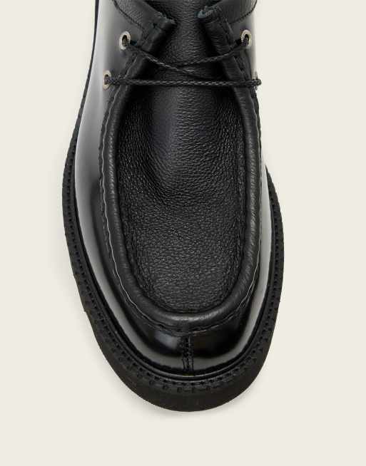 AllSaints Skiff scarpe in pelle stringate stile mocassino nere, 4 di 4