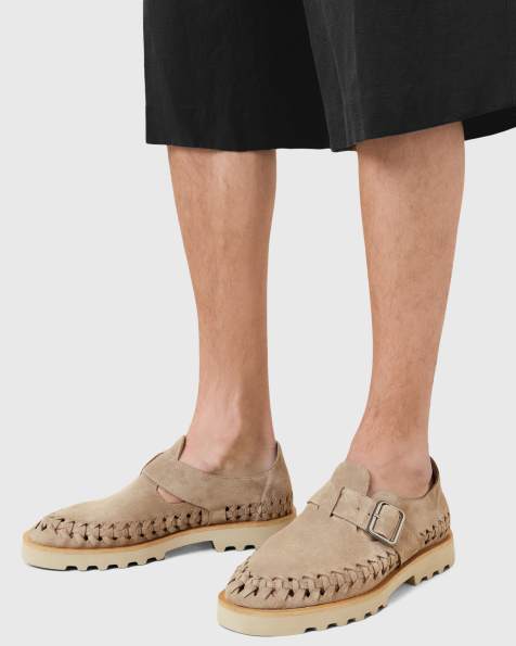 AllSaints Skiff suede creeper shoes in cloudy grey - view 1